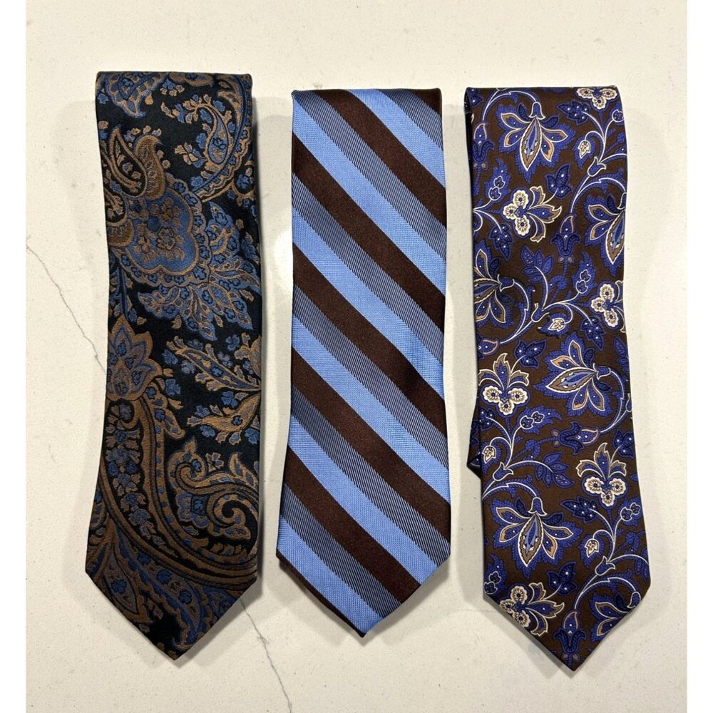 Trio of Paul Frederick 100% Silk Men's Neckties
